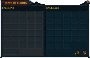 Beast of burden rs3 - Set up the inventory and/or equipped items as desired. Open the presets interface (via the Hero interface or via the bank) Select the preset to replace. Check either the inventory, worn equipment, and/or beast of burden. Optionally, choose/change the preset name from the drop down menu.